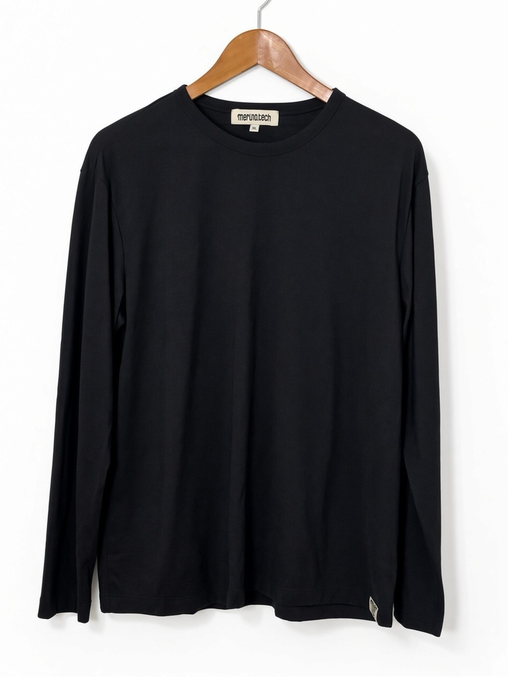 Merino.tech Organic Merino Wool Long Sleeve Tee Black XL Unisex Base Layer